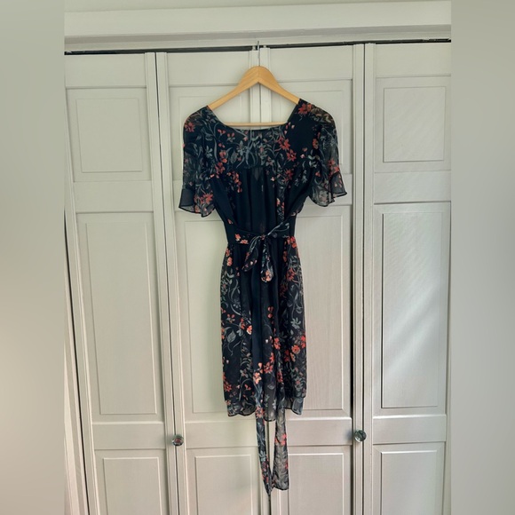 NWOT REISS Sadie Sheer Black Short Sleeves Flowy Floral Printed Mini Dre… - Picture 4 of 9